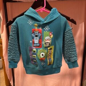 Kids' Teal Disney Character Christmas Graphic Hoodie